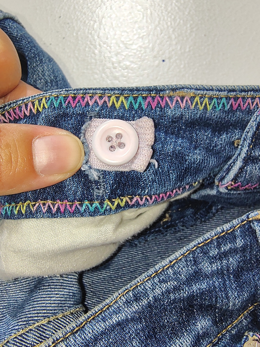 Levi's Strauss & Co Girls Denim Blue Shorts Size 6 Embroidered Logo Adjustable - Picture 9 of 12